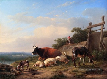  oe - Un fermier prêtant ses animaux âne Eugène Verboeckhoven